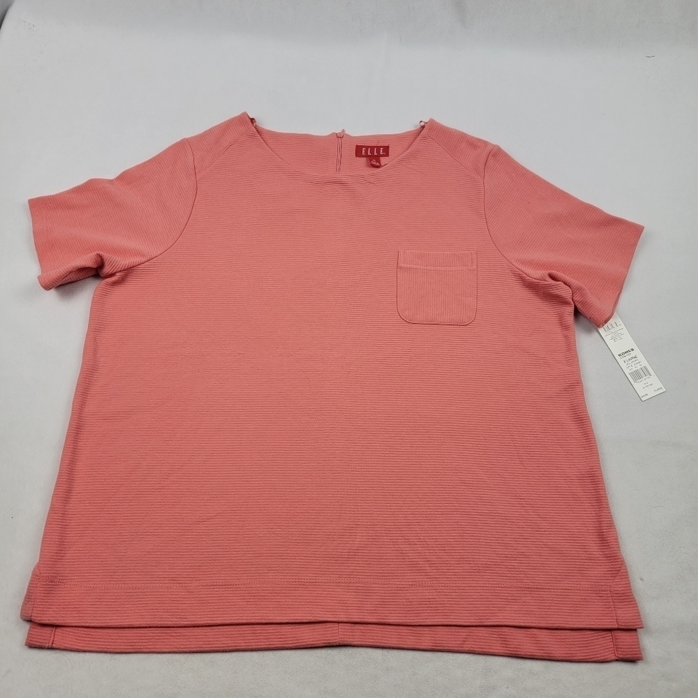 NWT‎ Elle coral ribbed Mod boxy heavy tshirt